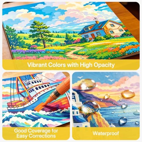 WUO 84 Colors Acrylic Paint Markers Brush Tip with Automatic Ink Control
