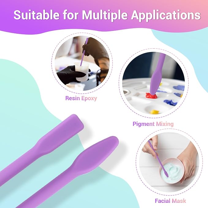 Gartful 9PCS Large Silicone Stir Sticks for Epoxy Resin, Reusable Mixing Sticks for Paint, Glue, Glitter, Waxing, Tumbler Making, Art Craft Supplies, Facial Mask Applicator, Purple