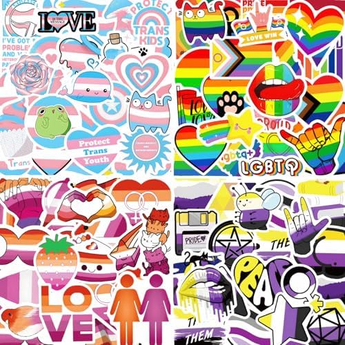 300 PCS Pride Stickers Bulk, Mixed All Kinds of LGBTQ+ Stickers for Trans Lesbian LGBTQ Bi, Gay Pride Accessories, Rainbow Stickers for Pride Month Decorations & Party Supplies(No Duplicates)