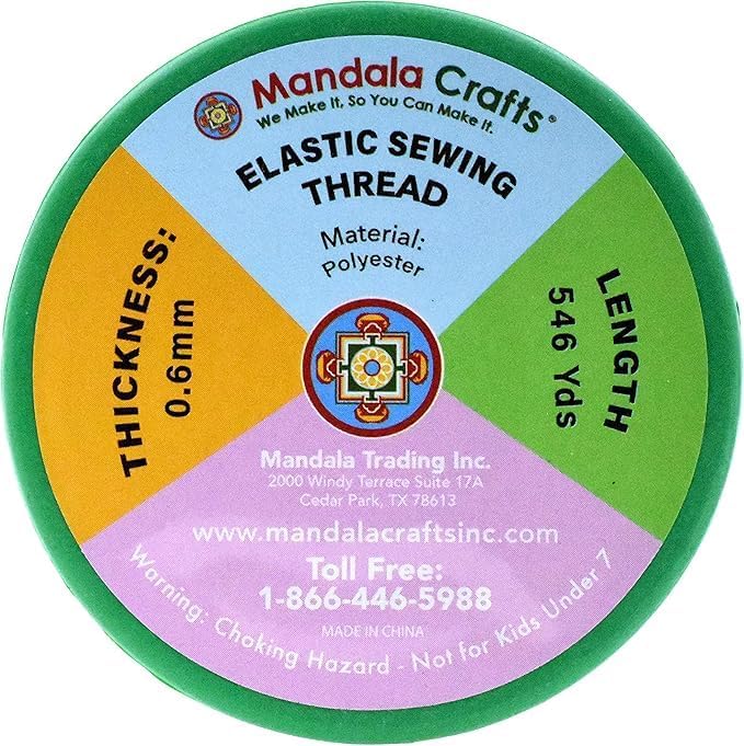Mandala Crafts 0.6mm Black White Shirring Sewing Elastic Thread 1092 Yds
