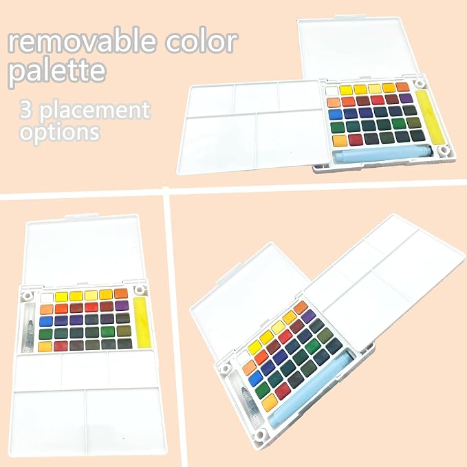 Watercolor Paint Set,Vivid Colors Travel Paint Set Graspable Painting Set Compact Size, Watercolor Kit with Water Brush Pens,24 Sheets Watercolor Papers,3 Online Tutorial Video - 18colors