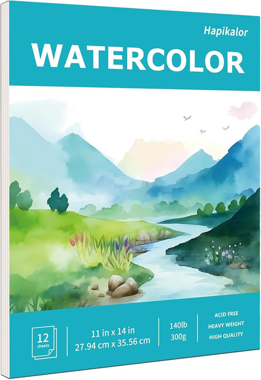 Hapikalor Watercolor Paper, 11"x14" Water Color Paper, 140lb/300gsm Teal | Artist Painting Drawing Paper Book, Art Supplies for Adults Kids, Watercolors, Watercolor Paint Set, Sketchbook, Journal
