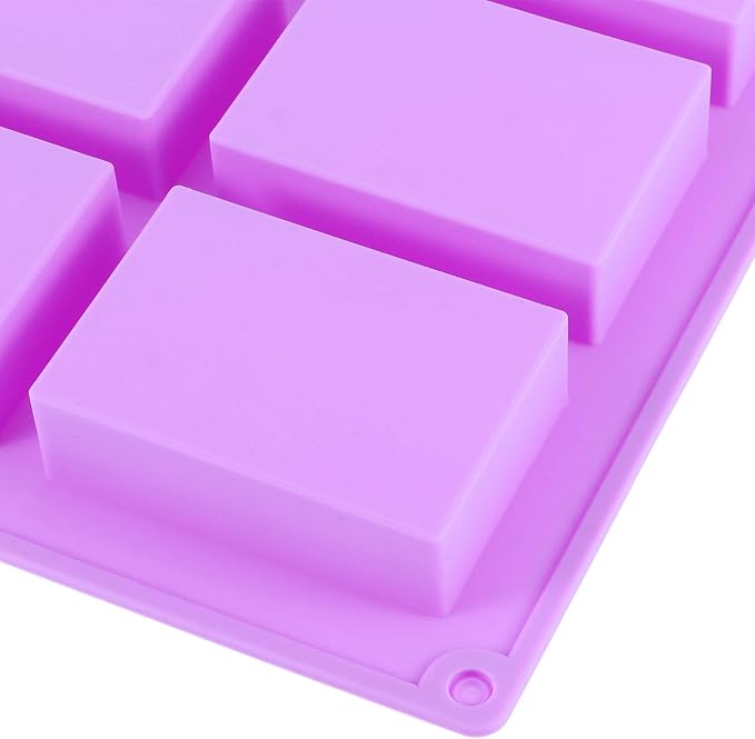 KINJOEK 9 Packs 54 Cavity Rectangular Silicone Soap Molds, Purple Silicone Soap Making Molds Bulks, Cake Baking Molds, Soap Mold for Soap Making Handmade DIY Scented Candles Supplies Tools
