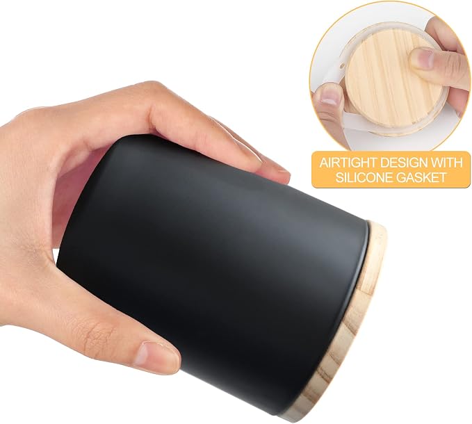 SHOWIN Thick Candle Jars for Making Candles 16 Pcs, 7 OZ Empty Jars with Wood Lids for Candle Making, Sample Container, Matte Black