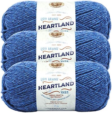 Lion Brand Yarn, Heartland Crochet Yarn, Olympic, Blue, 3 Pack