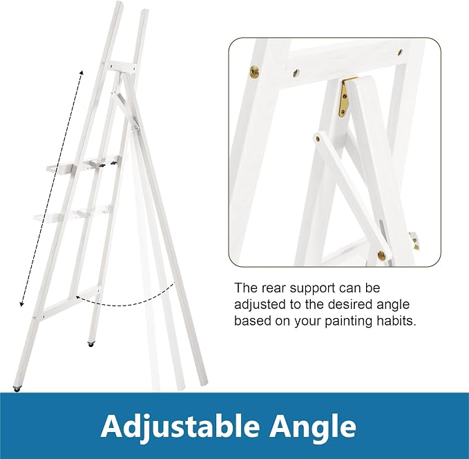 A-Frame Wooden Display Easel, Lyre Beechwood Studio Easel Stand, White