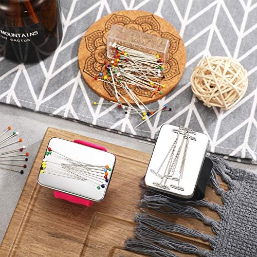 WILLBOND Magnetic Wrist Sewing Pincushion with 100 Pcs 1.5" Pins, Rose Red