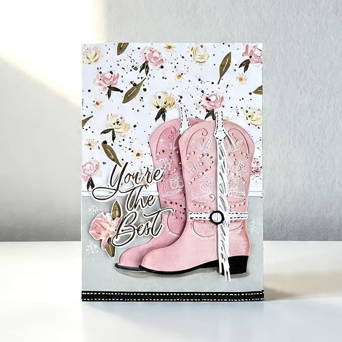 Lapoo 3D Backgrounds Frame Metal Cutting Die for Scrapbooking, New Cutting Dies DIY Album Card Making Decor Paper Craft Metal Die Cuts Party Wedding Decorations (Boots 3.3 x 2.6 in)