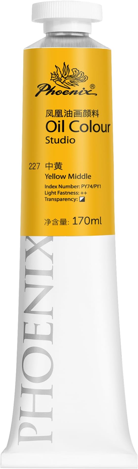 PHOENIX Yellow Middle Oil Paint - Studio Oil Paint Single Large Tube - 170ml / 5.75 Fl oz. Yellow Middle 227