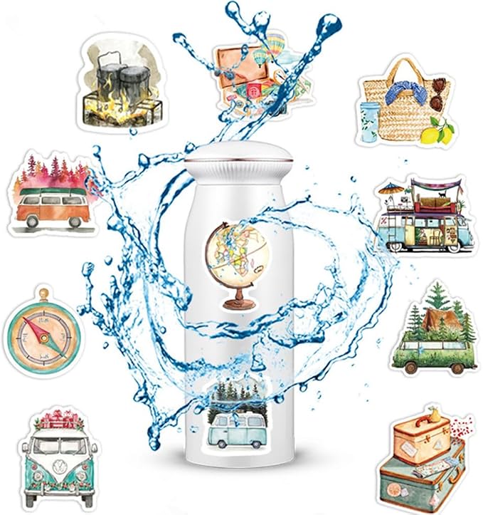 50 Pcs Outdoor Travel Stickers Kids Teens Adults Hiking Adventure Camping Laptops Decals Water Bottle Luggage Cups Guitar Notebook Scrapbook Bicycle Graffiti Tags Sticker