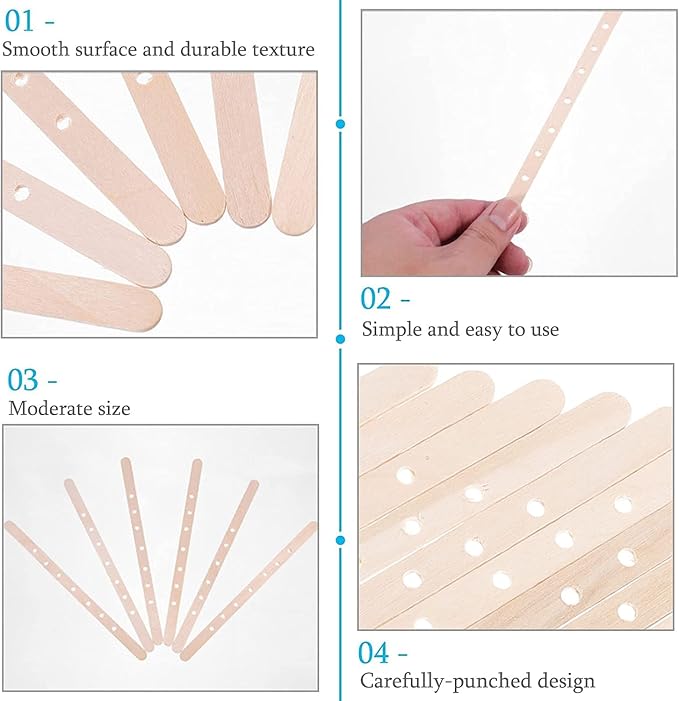 100pcs Wooden Candle Wick Holders - 3 Wick Candle Holders, Candle Making Wick Centering Tool with 7 Holes
