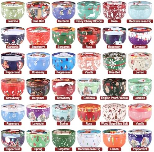 36 Packs Christmas Scented Candles Gift- Aromatherapy Candle-2.5oz Soy Wax-Long Lasting Burn time, Christmas Thanksgiving Gifts, Home Decor.