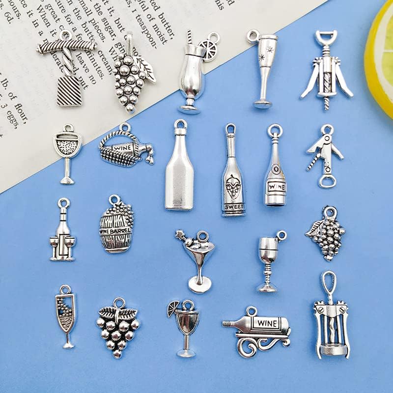 WOCRAFT 120pcs Antique Silver Wing Charms for Jewelry Making Alloy Wing Glass Charms for DIY Crafts (SN073)