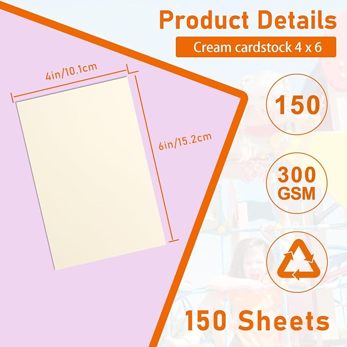 Guakicae 150 Sheets Cream Flat Cardstock 4 x 6 Ivory Paper 110lb