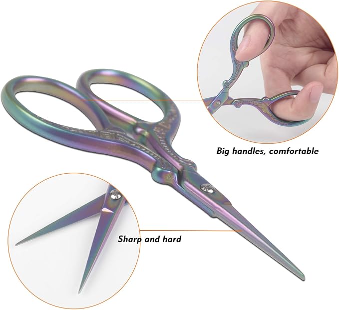 Sharp 3.6 inch Embroidery Scissors for Sewing, Crafting, Leather Sheath | Threading Needlework Scissors with Leather Scissor Cover for Sewing Handicrafts Tool Craft Art Work and Everyday Use