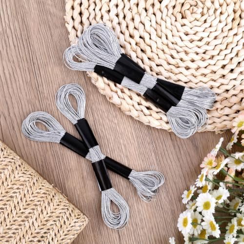 Gosknor 6 Skeins Embroidery Threads, Metallic Embroidery Floss (Silver)