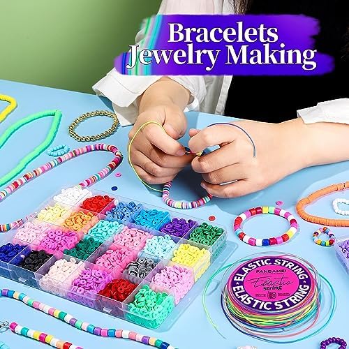 FANDAMEI 1mm Elastic String for Bracelets, Elastic Bracelets Beading Cord Stretchy Rainbow, Stretch Bead Cord for Jewelry Making, Sturdy Thread for Bracelet Necklace Crafts Christmas DIY Colorful