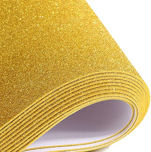 10 Sheets Glitter Paper Sheet for Crafts, A4 Cardstock Self-adhesive Paper for April Fool's Memorial Father's Day Decor Table Decorations, Graduation DIY Card Decoration (Gold)