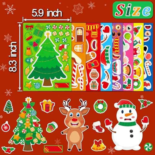 SmilinFit Christmas Stickers, Toddlers Stocking Stuffers for Kids, DIY Christmas Crafts for Kids Party Favors Supplies, Party Activity Games Classroom Decorations Gifts