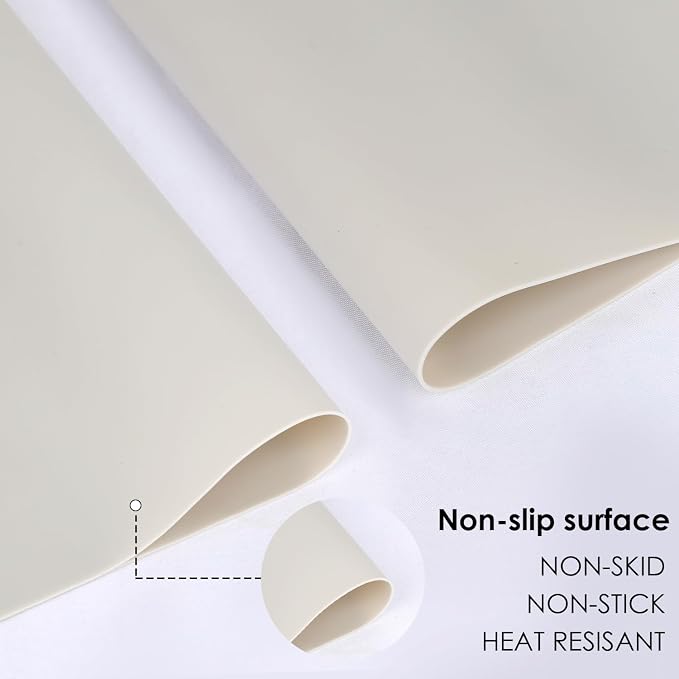 Extra Large Silicone Placemat, Food-Grade Flexible Silicone Mat Kids Non-Slip Dinner Placemat Waterproof Heat Insulation Countertop Protector Silicone Pastry Rolling Dough Mats 27.6 x 15.7''Beige