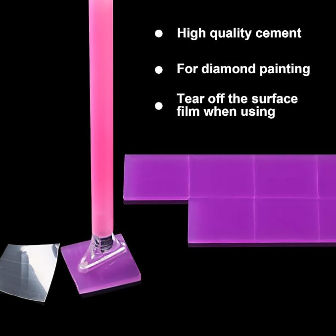 FEBSNOW 60Pcs Painting Glue Clay DIY Diamond Embroidery Wax Tool Set | Diamond Art Wax Pads, Purple Color Putty, Wax Refills for Crafters, Diamond Art Painting Accessories and Tools