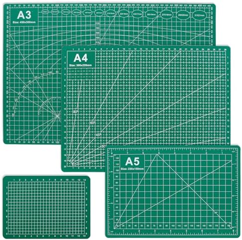 4 Packs Cutting Mats, 4size Double Sided Cutting Mat, Non-Slip 5 Layers PVC Cut Mat for Craft Art Projects Fabric Sewing, Scrapbooking Mat, A3 A4 A5 A6