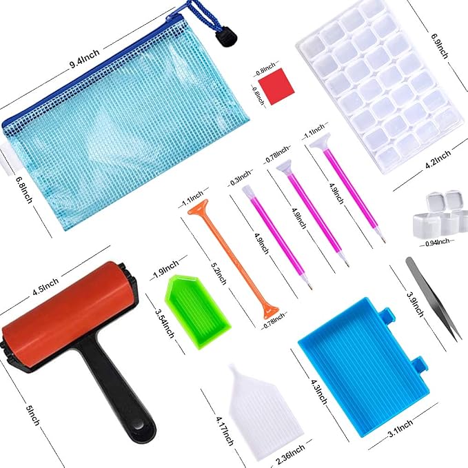 Suptikes 22 Pieces 5D Diamonds Painting Tools and Accessories Kits with Diamond Painting Roller and Diamond Embroidery Box for Adults or Kids