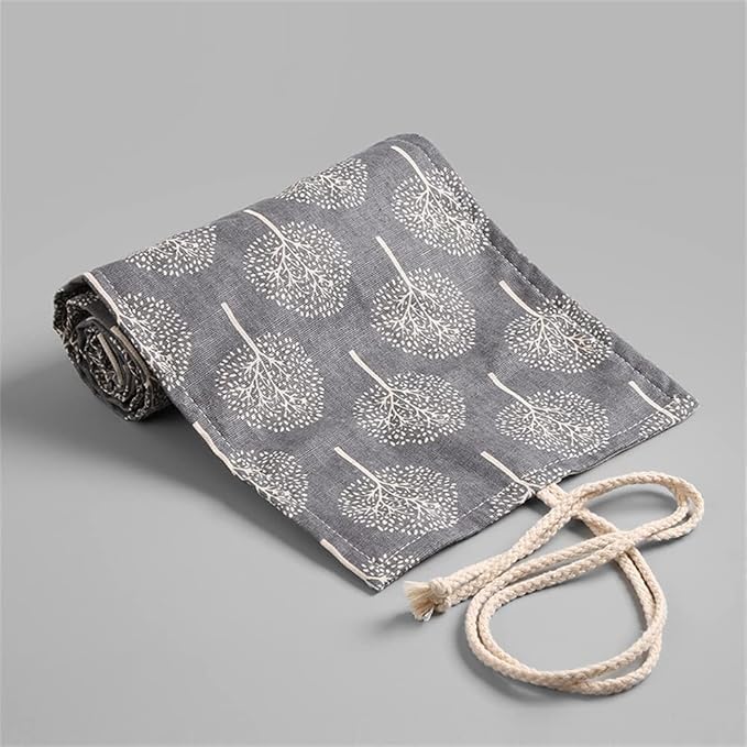 DIYOMR 24/36/72 Slots Pencil Wrap Pencil Rolls, Artist Colored Pencils Roll Up Bag Short Brushes Pouch Case Pencils Organizer for Drawing Coloring and Sketching,No Pencils (Trees, 72slots)