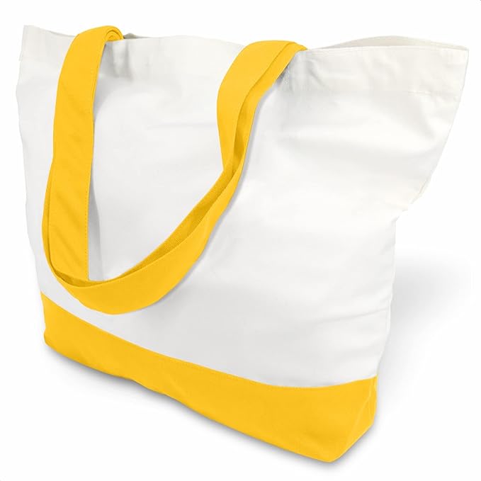 TOPDesign 1-Pack Super Strong Large 12oz Cotton Canvas Tote Bag, Reusable Grocery Shopping Cloth Bag, Fashionable Two-Tone Tote for Crafts, DIY Your Creative Designs