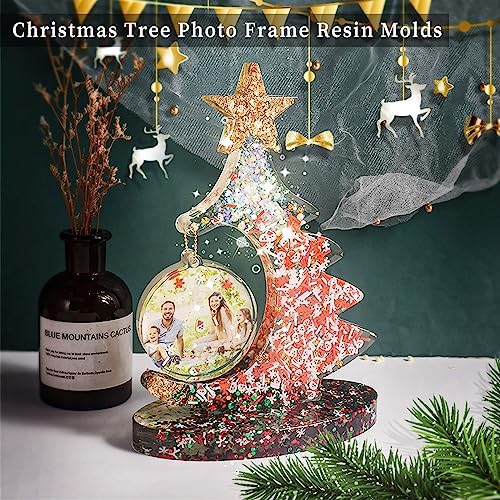 Large Silicone Mold, Photo Frame Resin Molds, Christmas Tree Shape Resin Molds for Epoxy Casting, Picture Frame Display Unique Crafts Making Resin Art Christmas Mold Table Home Decor Gift