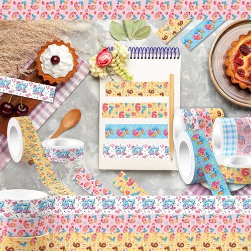 Donut Washi Tape Decorative Tape 12 Rolls,Cute Masking Tape Ice Cream Cake Gifts Wrapping Decorative Paper Stickers for DIY Art Crafts Wrapping Decor Junk Journal Scrapbooking Gifts Stickers