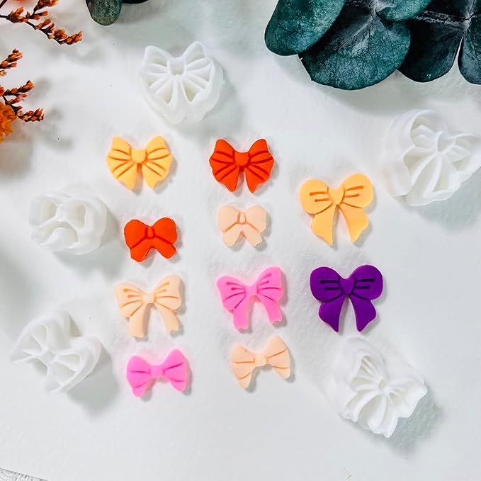Xaekicr Polymer Clay Cutters Bow Set – 5PCS Cute Bow Clay Cutters for Polymer Clay Jewelry, Sweet Ribbon Clay Earring Cutters Shapes, DIY Clay Tools for Earrings, Charms and Crafts