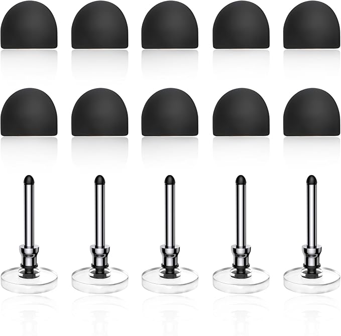 Bopomofo 10 Rubber Tips+5 Transparent Disc Tips | High Precision and High Sensitivity Stylus Replacement Tips,Black and Silver