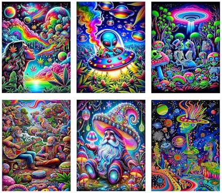 EIBEILI 6 Pack Colorful Style Paint by Numbers Kit for Adults Beginner,Starry Sky Adult Paint by Number Kits on Canvas,Easy Canvas Paint by Numbers for Adults for Home Wall Decoration 12 X 16 inch