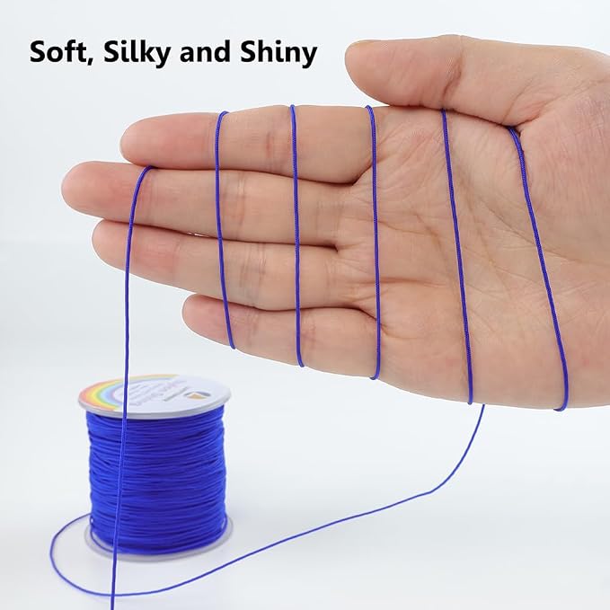 LUSTEMBER 0.8mm Nylon String, Strong Bracelet String, Durable Nylon Cord for Jewelry Making, Bracelets, Beading, Necklaces, Rattail Braiding, Kumihimo, Wind Chimes, Blinds and Handicrafts