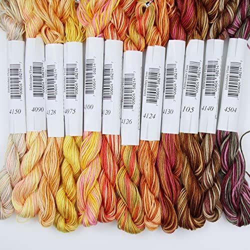 KCS Big skeins of 25 Meters Size 25 Color Variegated Cross Stitch Stranded Threads,12 skeins,08