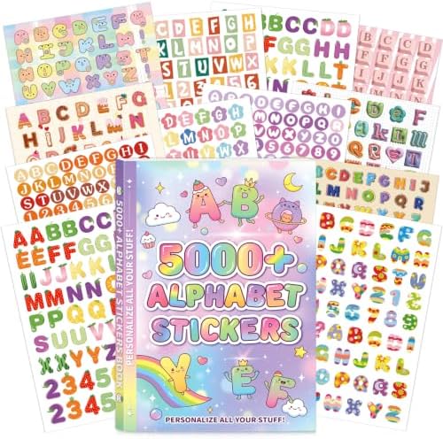 5000+ Letter Stickers, 52 Sheets Alphabet Stickers Book, Scrapbook Supplies