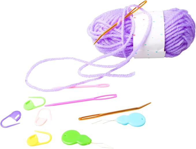 Hekisn 45Pcs Large Eye Blunt Yarn Needles Kit, Assorted Sizes Bent Tapestry Darning Needle, Sewing With Threaders & Stitch Markers for Knitting Crochet (White&Black)