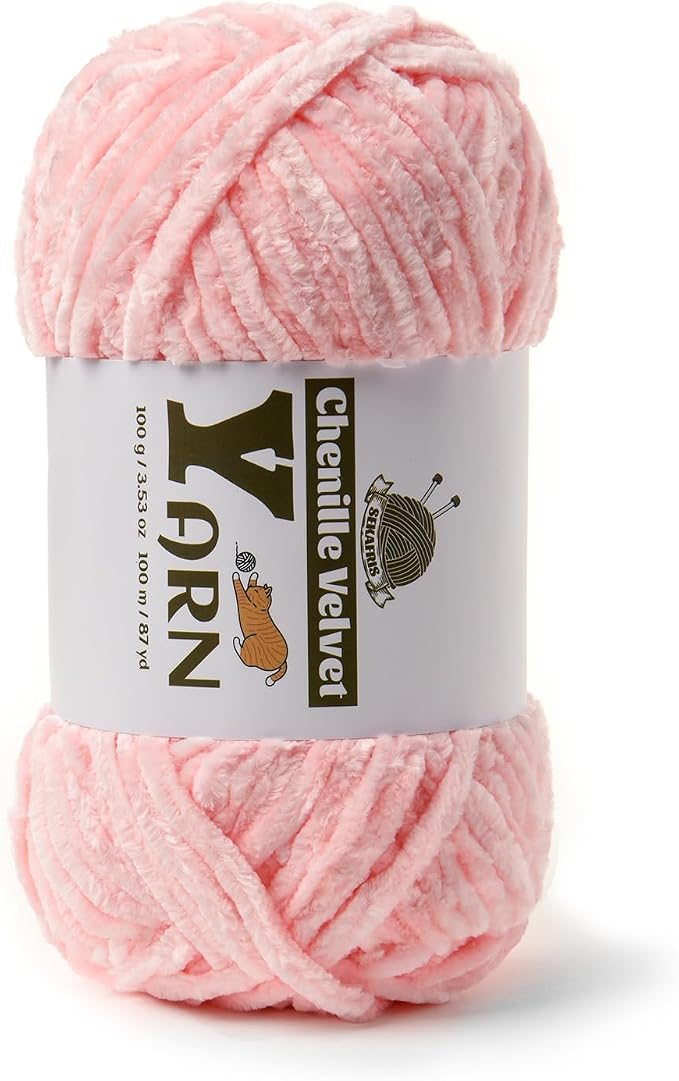Chenille Crochet Pink Yarn 2 Pack