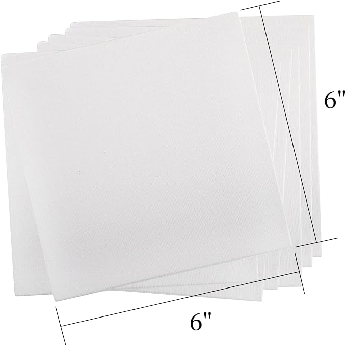 Tosnail 36 Packs 6" x 6" Artist Painting Canvas Panels White Blank Stretched Canvas Canvas Board Small Paint Canvases for Oil or Acrylic Painting Party