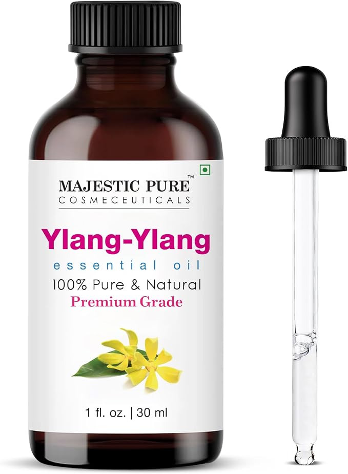 Majestic Pure Ylang Ylang Essential Oil for Diffuser - 1 Fl Oz | 100% Natural Premium Grade Oil for diffuser blends, candle making, wax melts, soap making, massage, Air Freshening