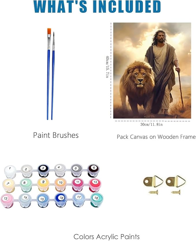 BAWKENTON Paint by Numbers for Adults and Kids, Religious Christian Painting by Number Kits On Canvas, Jesus Number Artist Paint by Number Kit Funny DIY, Home Wall Decor, Gifts 12X16in