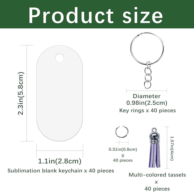 GEKIXUTP 160 Pcs metal Sublimation Keychain Blanks Bulk,Double Sided Sublimation Blanks Keychain Heat Transfer Keychain Blanks with Tassels,Sublimation Ornament Blanks key chain