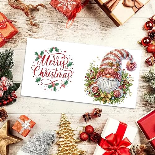 6Pcs Christmas Greeting Card DIY Diamond Art Painting Greeting Cards Blessing Folding Card Kit with White Envelopes Diamond Arts Crafts for Birthday Festival Gift-Goblin02