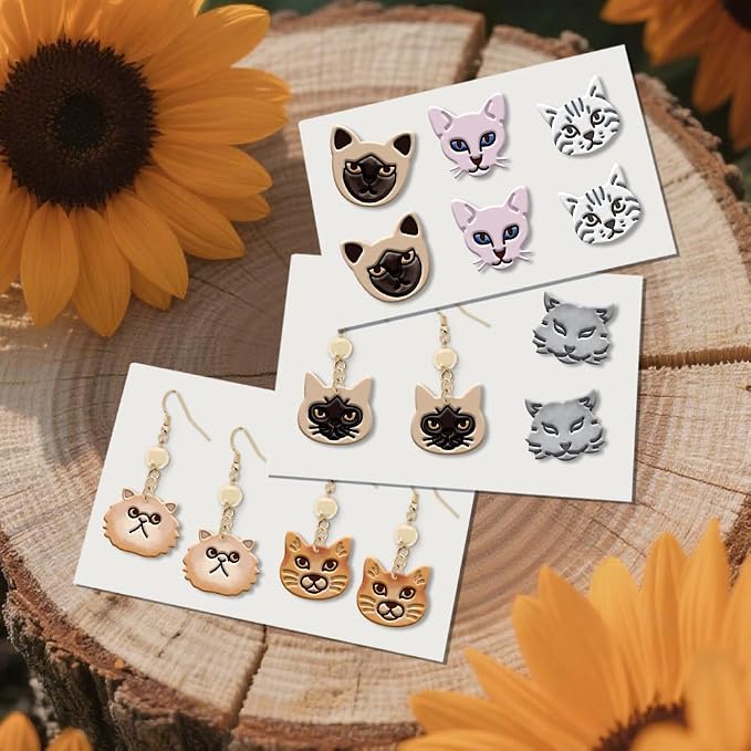 ORIGACH 20 Pcs Small Stud Cute Cat Polymer Clay Cutters Set