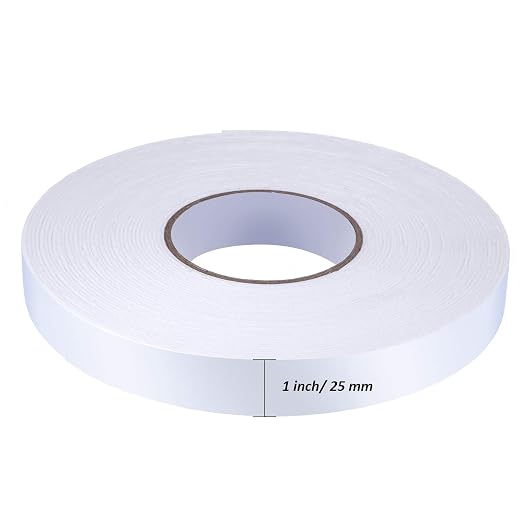 Tatuo 2 Rolls Double Sided Foam Tape for Mounting,1 Inch by 50 Feet,White