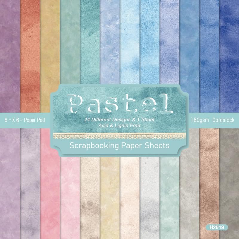 Colorful Scrapbook Paper, 24 Sheets 6 x 6 Inch Scrapbooking Supplies,Single-Sided Boho Tone Decorative Paper for Junk Journals Greeting Cards Photo Album Decoration