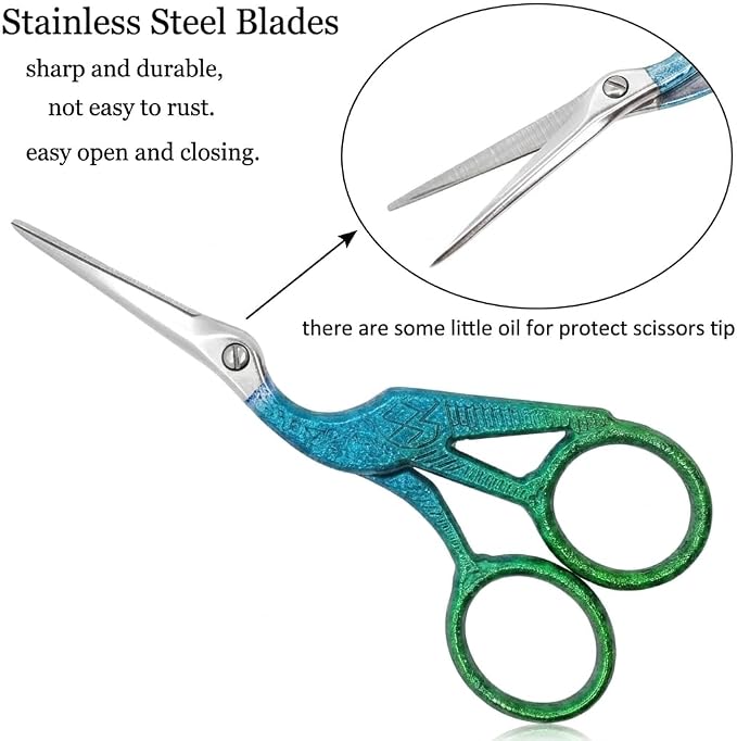 BIHRTC 4.5Inch Stainless Steel Sharp Tip Scissors with Leather Cover | Household Needlework Scissors for Embroidery Craft Needle Work Art Work Handcraft Threading