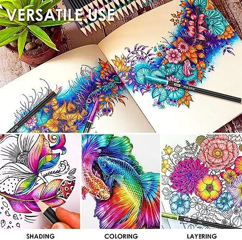 iBayam 123-Pack Colored Pencils Set with 3-Color Sketchbook & Coloring Book | Kids Colored Pencils, Art Supplies Sketching Kits, Professional Artist Drawing Pencils & Carry Case for Artists, Adult, Teens
