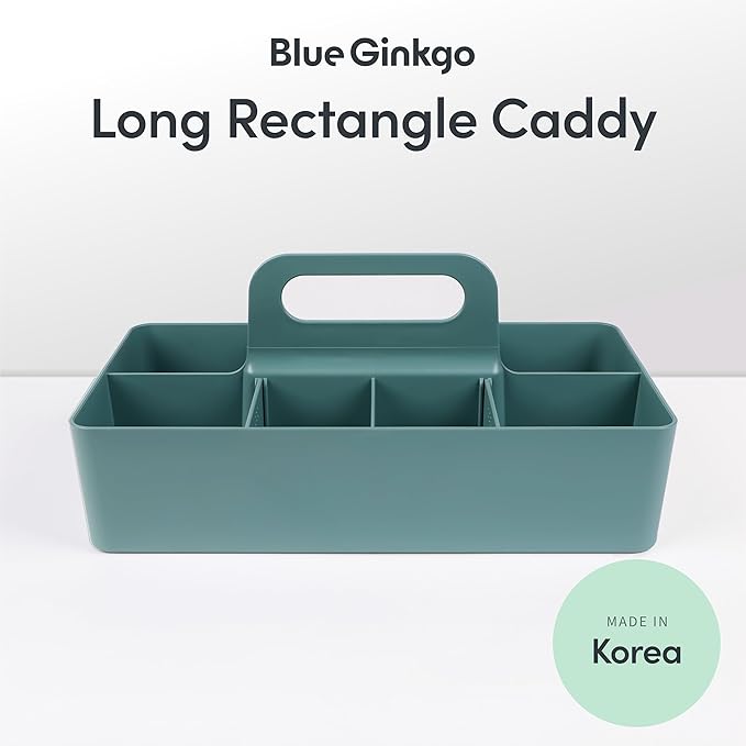 BLUE GINKGO Stackable Organizer Caddy, Long, Green, Made in Korea